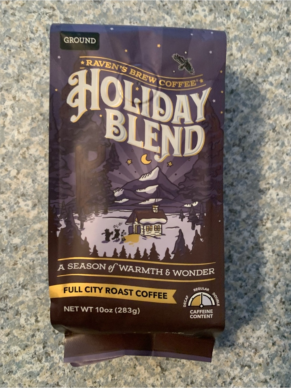 Raven's Brew Coffee Holiday Blend Ground Coffee - Premium 10oz Full City Roast w